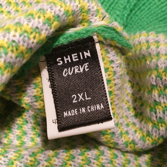 Shein Curve Women's Pastel Rainbow Cloud Rainbow Crop Knit Wide Sleeve Green 2XL - Picture 6 of 6